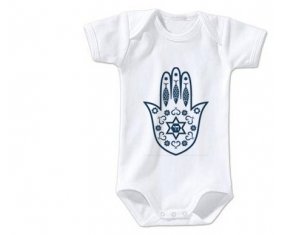 Body bébé Judaisme : Khamsa Main de fatman taille 3/6 mois manches Courtes