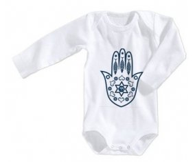 Body bébé Judaisme : Khamsa Main de fatman taille 3/6 mois manches Longues