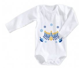 Body bébé Judaisme : Hanoukkia design-2 taille 3/6 mois manches Longues