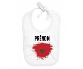 Bavoir bébé personnalisé Drapeau effet pinceau Maroc avec prénom