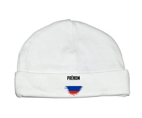 Bonnet bébé personnalisé Drapeau effet pinceau Russie avec prénom