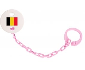 Attache-sucette Drapeau Belgique couleur Rose clair