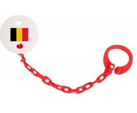 Attache-sucette Drapeau Belgique couleur Rouge