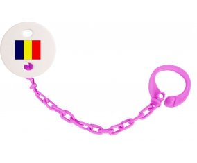 Attache-tétine Drapeau Tchad couleur Rose fuschia