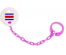 Attache-sucette Drapeau Costa Rica couleur Rose fuschia