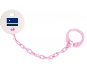 Attache-tétine Drapeau Curacao couleur Rose clair