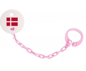 Attache-tetine Drapeau Danemark couleur Rose clair