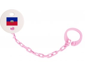 Attache-tétine Drapeau Haïti couleur Rose clair