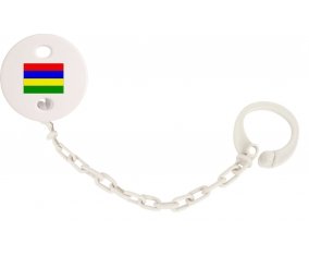 Attache-tetine Drapeau Ile Maurice couleur Blanc