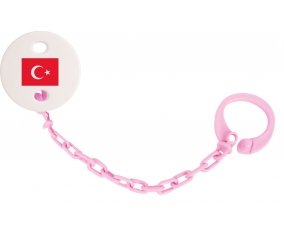 Attache-sucette Drapeau Turquie couleur Rose clair