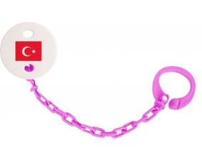 Attache-sucette Drapeau Turquie couleur Rose fuschia