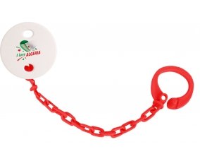 Attache-tétine I love algeria design 2 couleur Rouge