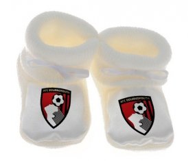 Chausson bébé Association Football Club Bournemouth de couleur Blanc