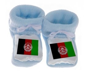 Chausson bébé Drapeau Afghanistan de couleur Bleu