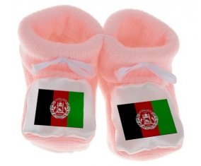 Chausson bébé Drapeau Afghanistan de couleur Rose