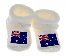 Chausson bébé Drapeau Australie de couleur Blanc