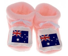 Chausson bébé Drapeau Australie de couleur Rose