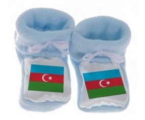 Chausson bébé Drapeau Azerbaïdjan de couleur Bleu