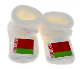 Chausson bébé Drapeau Biélorussie de couleur Blanc