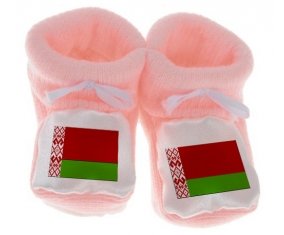 Chausson bébé Drapeau Biélorussie de couleur Rose