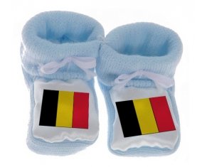 Chausson bébé Drapeau Belgique de couleur Bleu