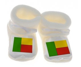 Chausson bébé Drapeau Bénin de couleur Blanc