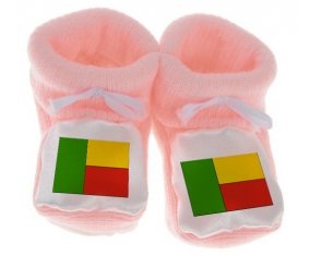 Chausson bébé Drapeau Bénin de couleur Rose