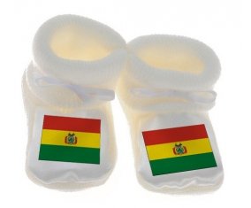 Chausson bébé Drapeau Bolivie de couleur Blanc