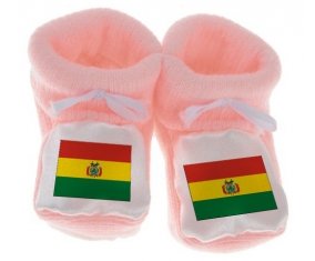 Chausson bébé Drapeau Bolivie de couleur Rose