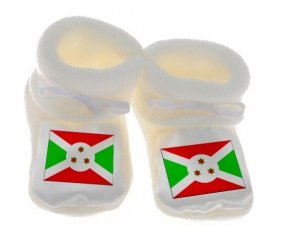 Chausson bébé Drapeau Burundi de couleur Blanc