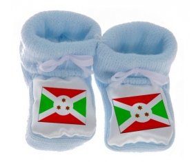 Chausson bébé Drapeau Burundi de couleur Bleu