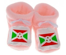 Chausson bébé Drapeau Burundi de couleur Rose