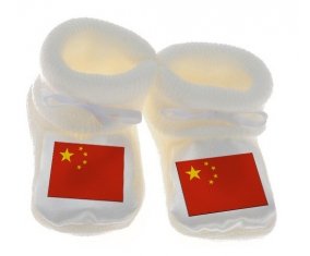 Chausson bébé Drapeau Chine de couleur Blanc