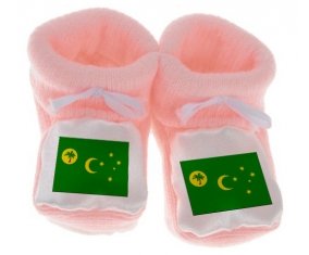 Chausson bébé Drapeau Îles Cocos de couleur Rose