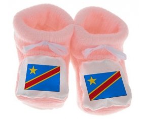 Chausson bébé Drapeau République Démocratique du Congo de couleur Rose