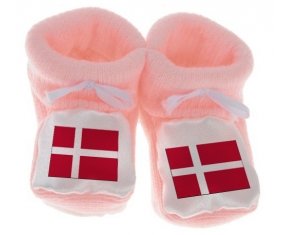 Chausson bébé Drapeau Danemark de couleur Rose