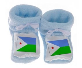 Chausson bébé Drapeau Djibouti de couleur Bleu