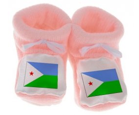 Chausson bébé Drapeau Djibouti de couleur Rose