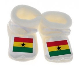 Chausson bébé Drapeau Ghana de couleur Blanc