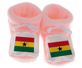 Chausson bébé Drapeau Ghana de couleur Rose