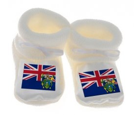 Chausson bébé Drapeau Îles Pitcairn de couleur Blanc