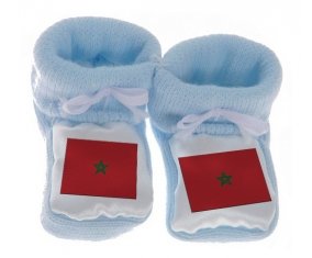 Chausson bébé Drapeau Maroc de couleur Bleu