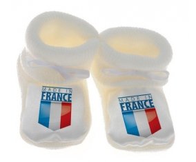 Chausson bébé Made in France design 2 de couleur Blanc