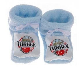 Chausson bébé Flag Turkey de couleur Bleu