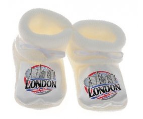 Chausson bébé Ville de London de couleur Blanc