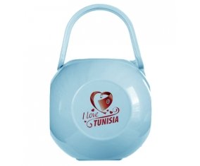 Boîte à tétine I love Tunisia design 1 de couleur Bleue