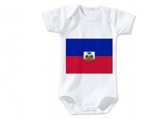 Body bébé Drapeau Haïti taille 3/6 mois manches Courtes