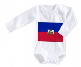 Body bébé Drapeau Haïti taille 3/6 mois manches Longues