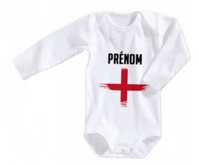 Body bébé Drapeau effet pinceau Angleterre avec prénom taille 3/6 mois manches Longues