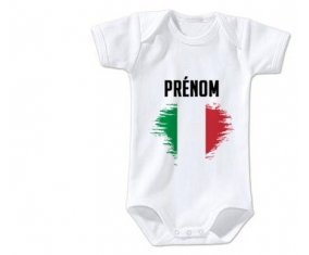 Body bébé Drapeau effet pinceau Italie avec prénom taille 3/6 mois manches Courtes